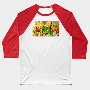 Yellow and Red Flowers Baseball T-Shirt